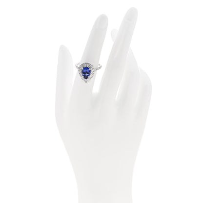 Tiffany Platinum Diamond Tanzanite Soleste Pear Cut Ring 50 5.5 2 of 6