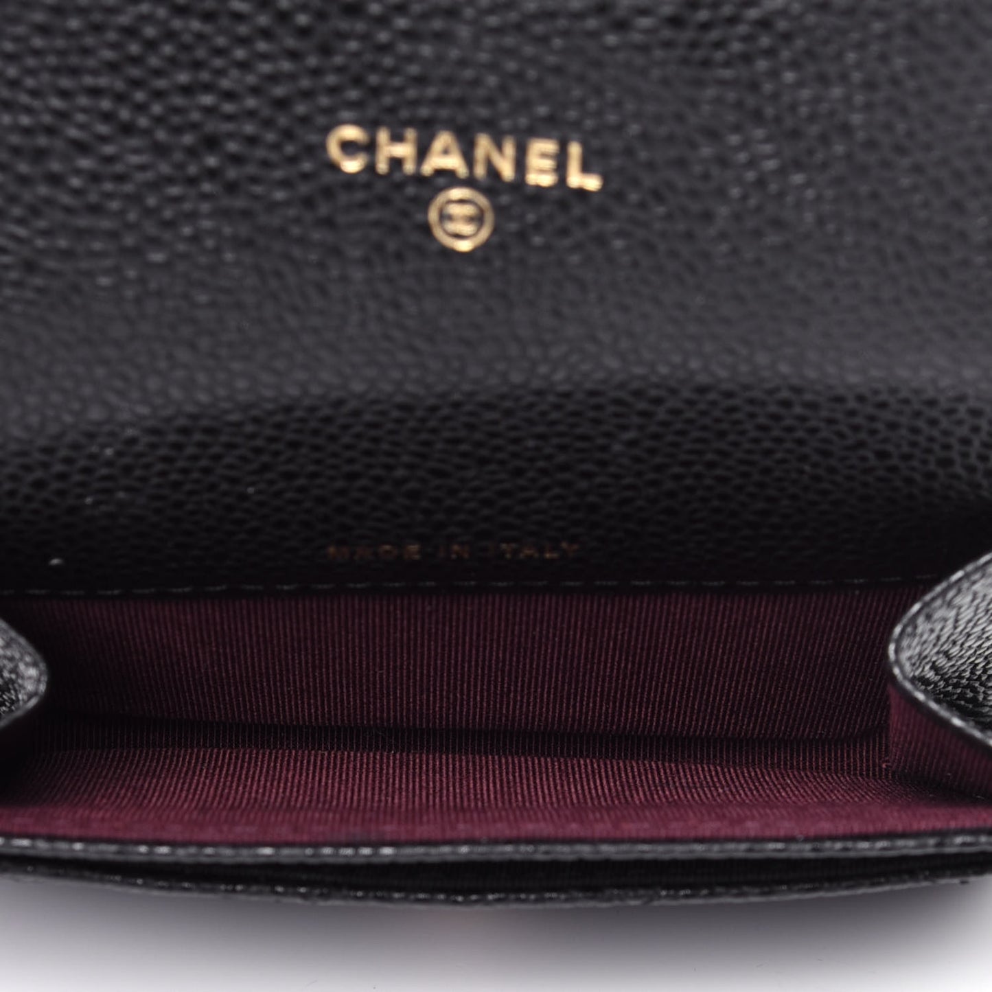 Caviar Quilted Flap Card Holder Wallet Black