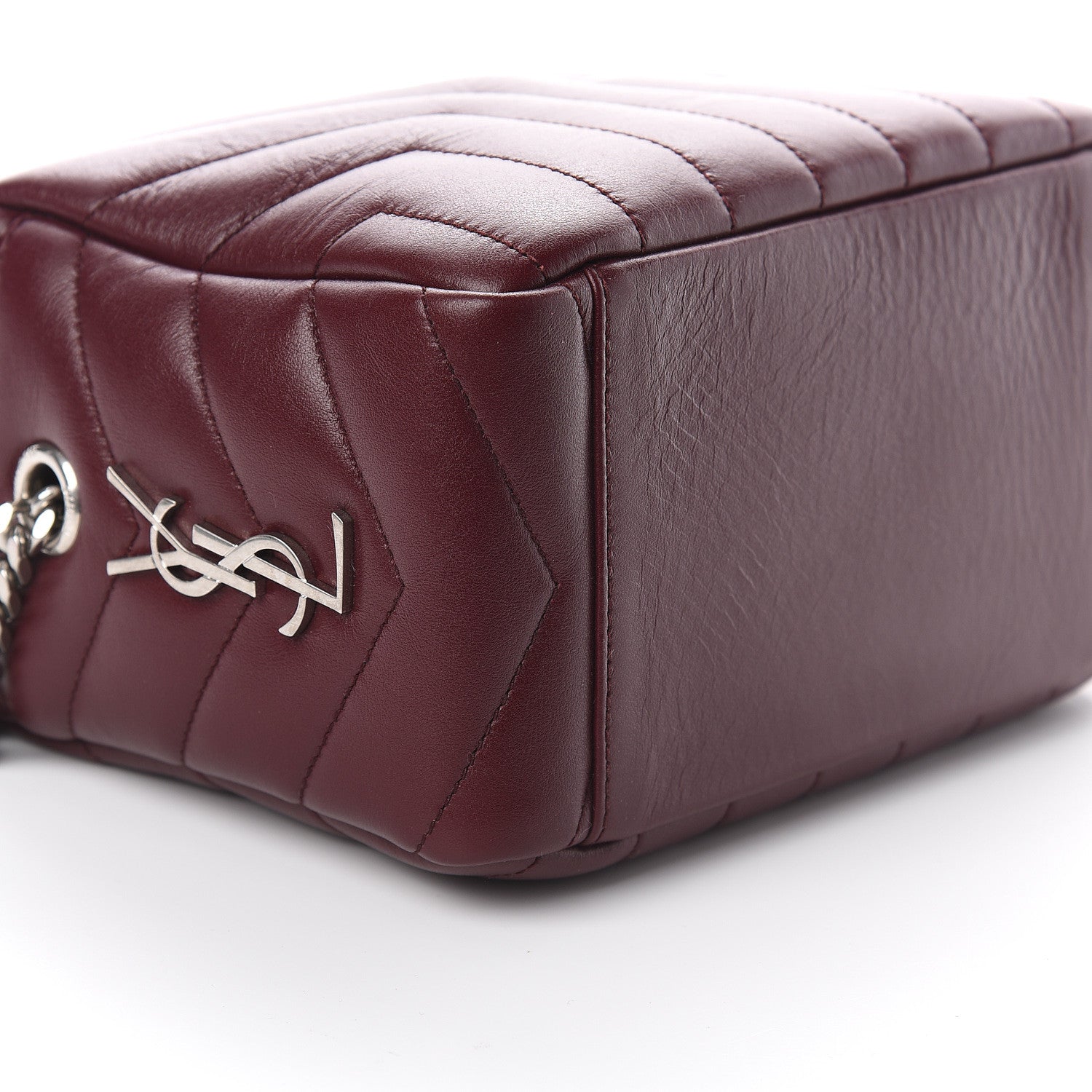 Saint Laurent Calfskin Y Quilted Monogram Small Loulou Bowling Bag Rouge Legion 7 of 8