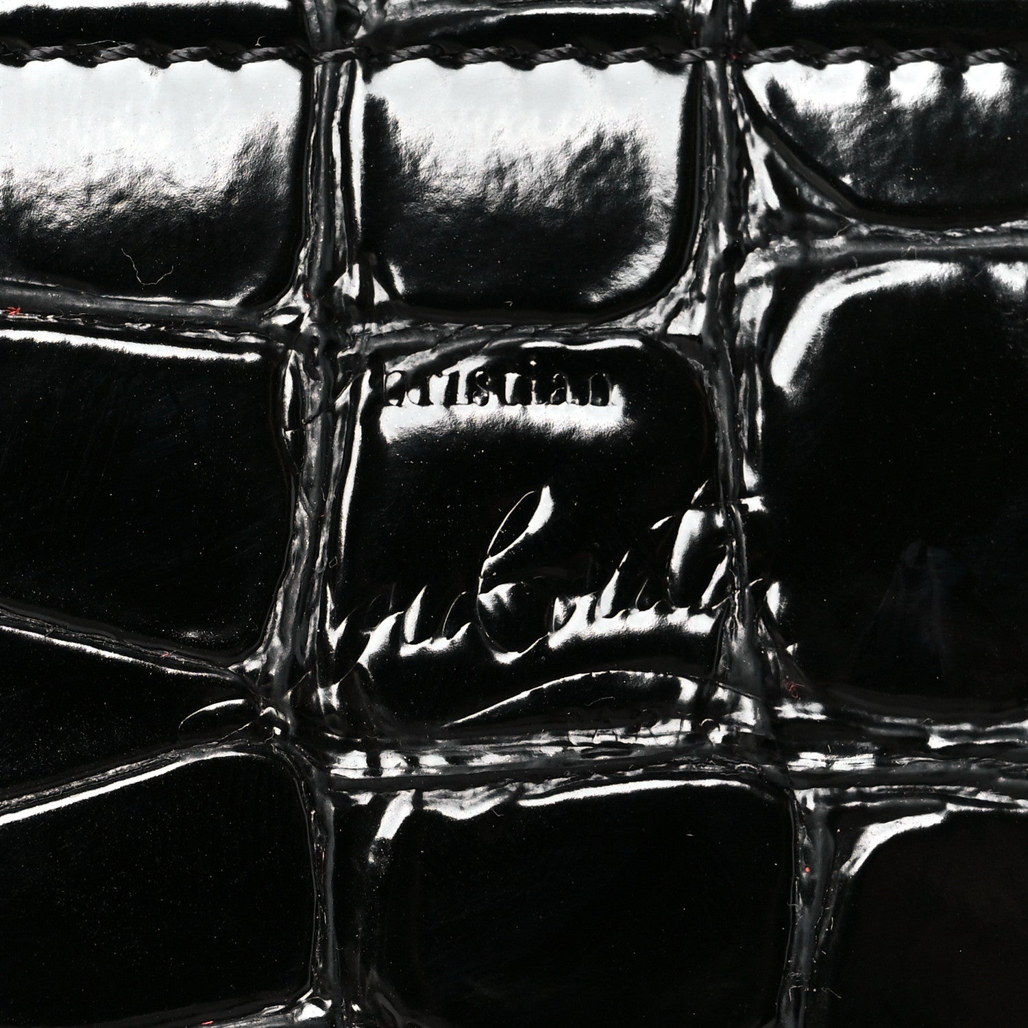 Christian Louboutin Calfskin Embossed Crocodile Loubi54 Explorafunk Crossbody Bag Black 5 of 9