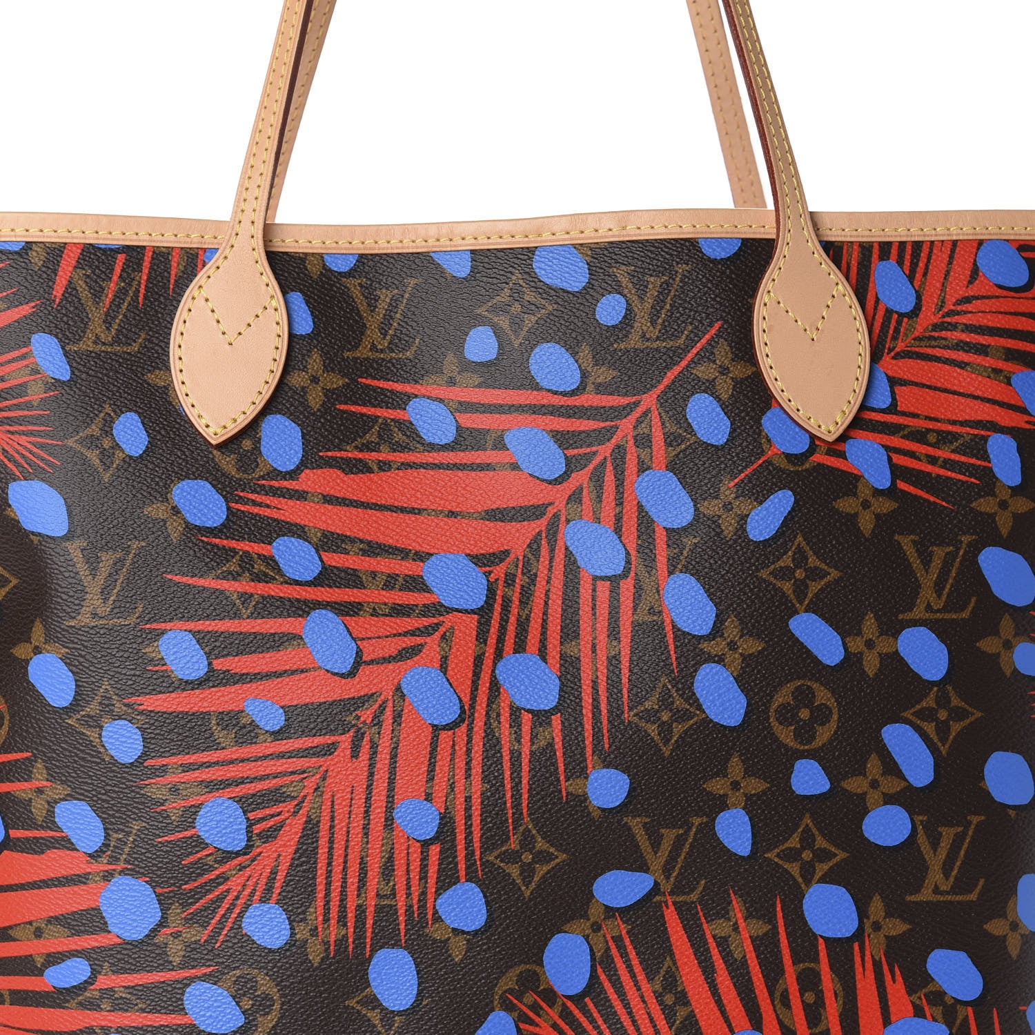 Louis Vuitton Monogram Jungle Dots Neo Neverfull MM Coquelicot Denim 10 of 10