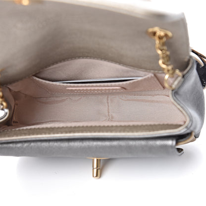Chanel Lambskin Quilted Private Affair Camellia Flap Pale Gold Silver Dark Gold 6 of 14