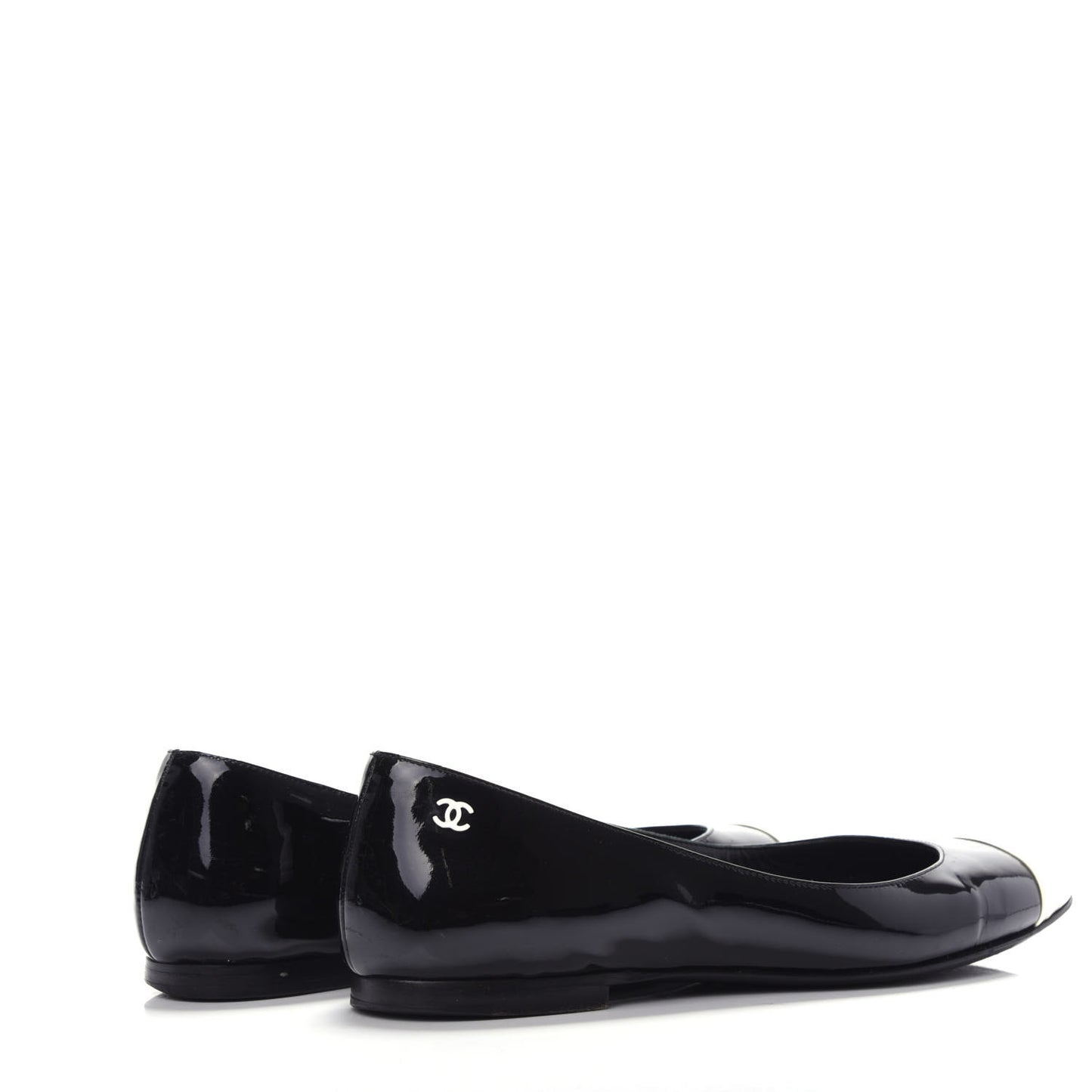 Patent Cap Toe Ballerina Flats 37 Black White