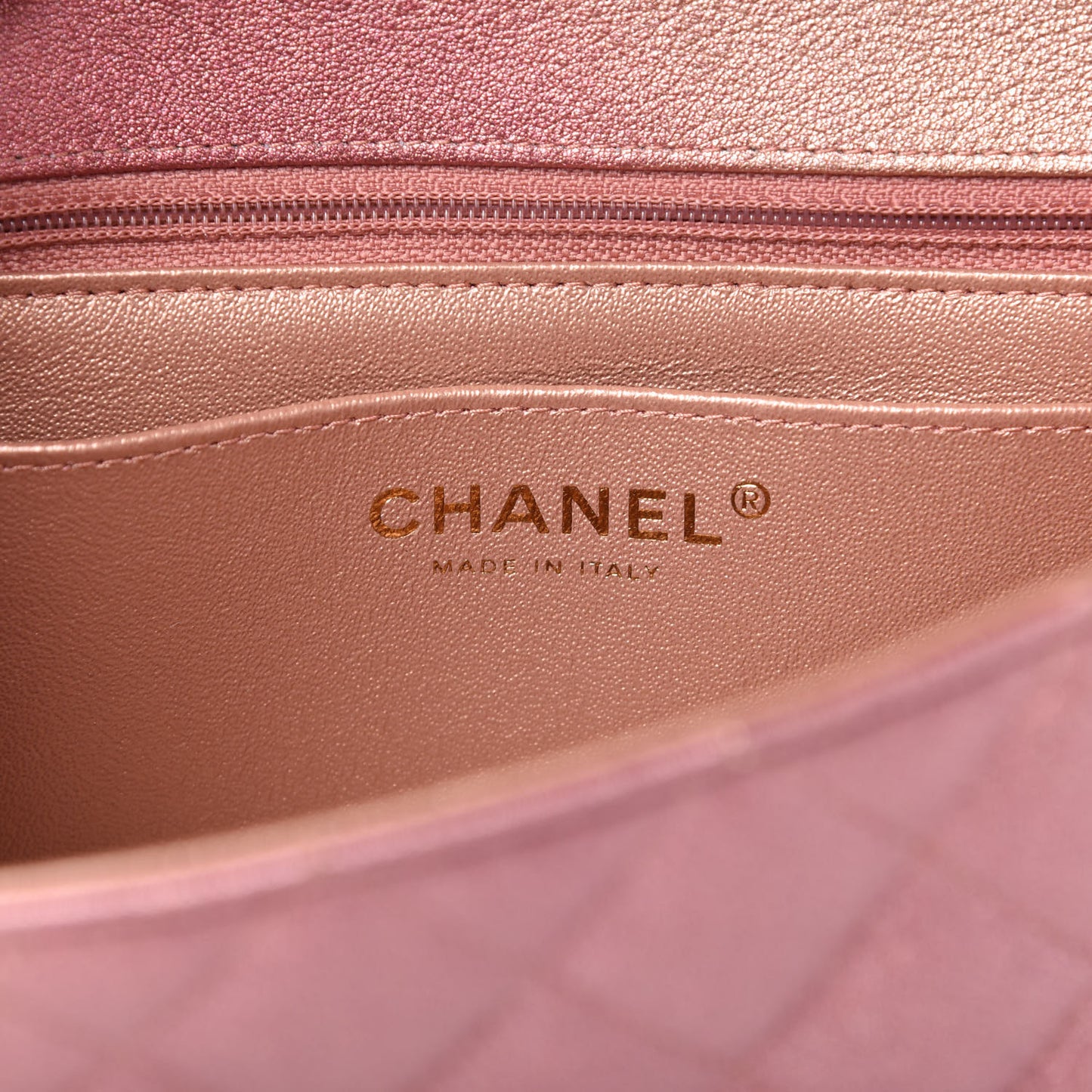 Metallic Lambskin Quilted Ombre Mini Rectangular Flap Pink