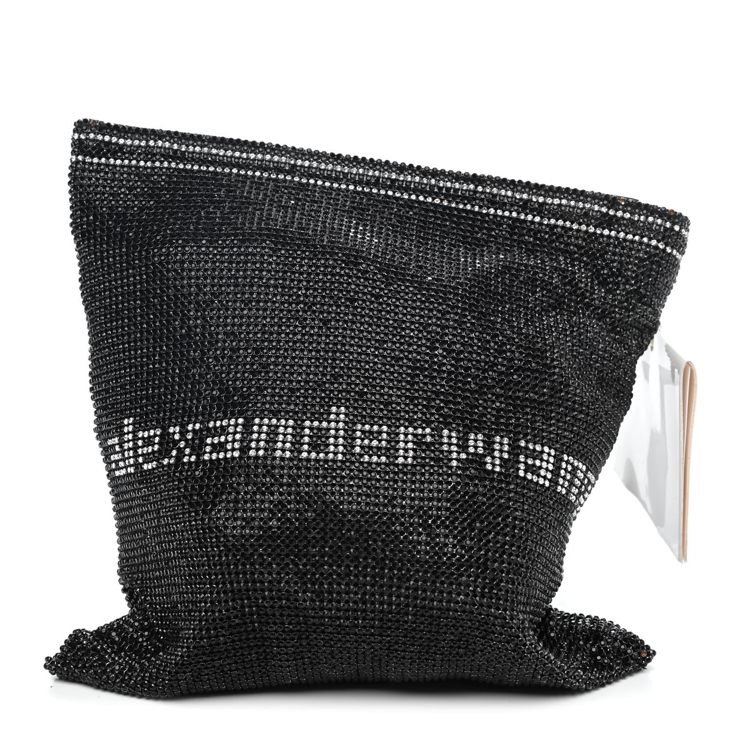 Alexander Wang Rhinestone Chain Mesh Wanglock Logo Pouch Black White 1 of 4