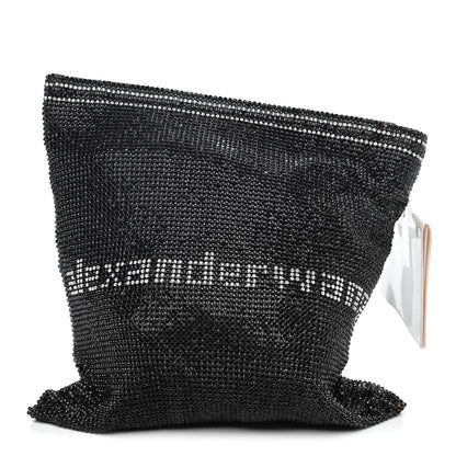 Alexander Wang Rhinestone Chain Mesh Wanglock Logo Pouch Black White 1 of 4