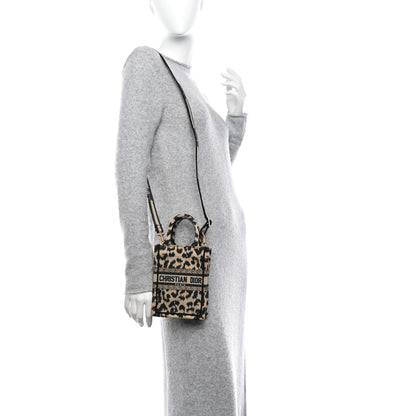 Christian Dior Canvas Mizza Embroidered Mini Book Tote Phone Bag Beige 2 of 9