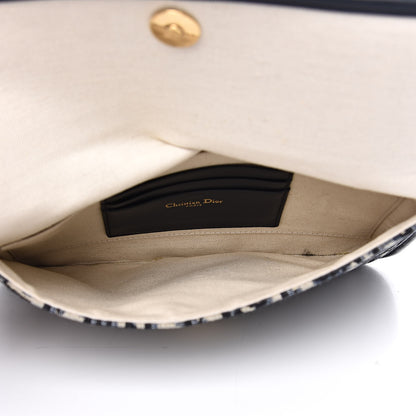 Christian Dior Oblique Flap Pouch Clutch Blue 5 of 8