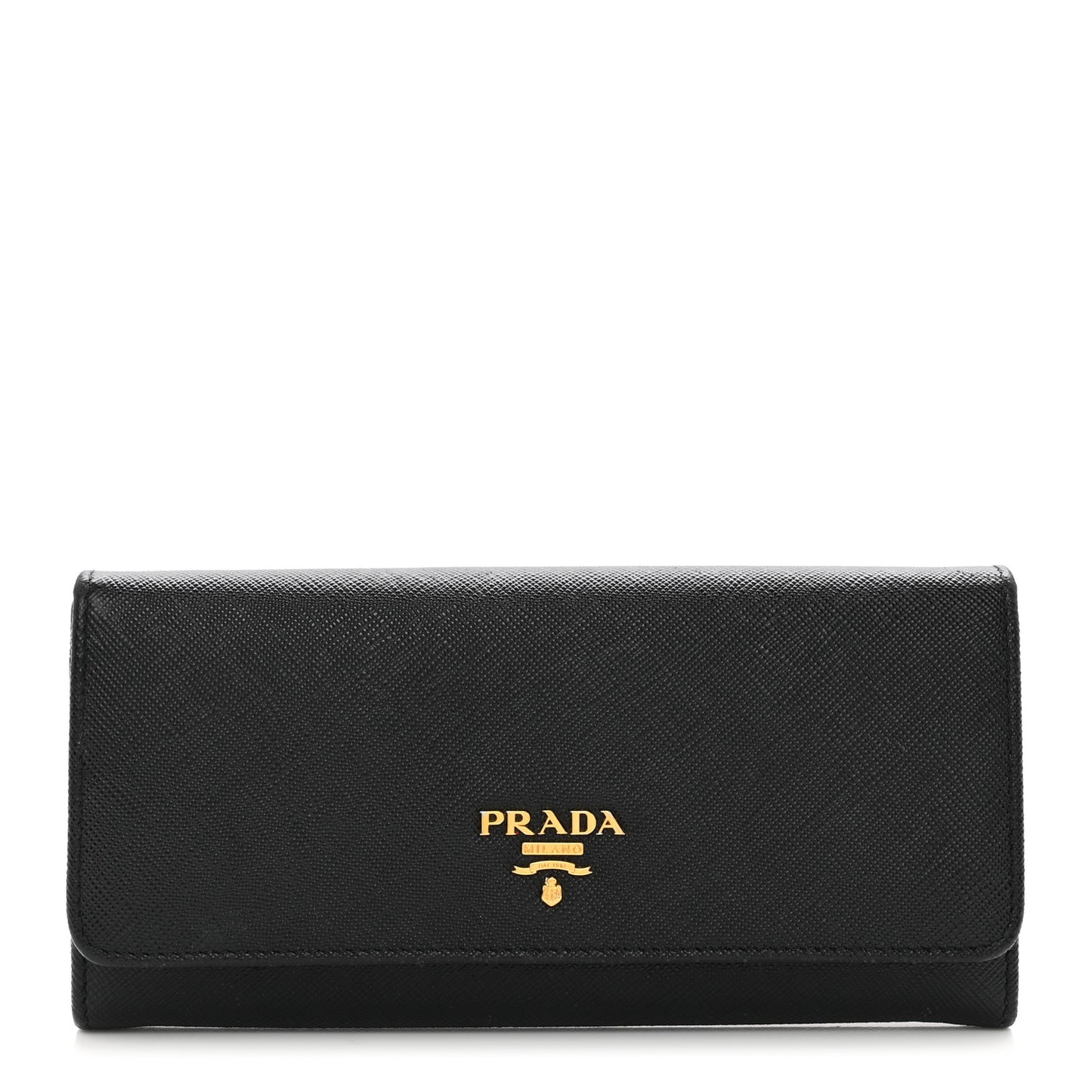 Saffiano Metal Continental Flap Travel Wallet Black