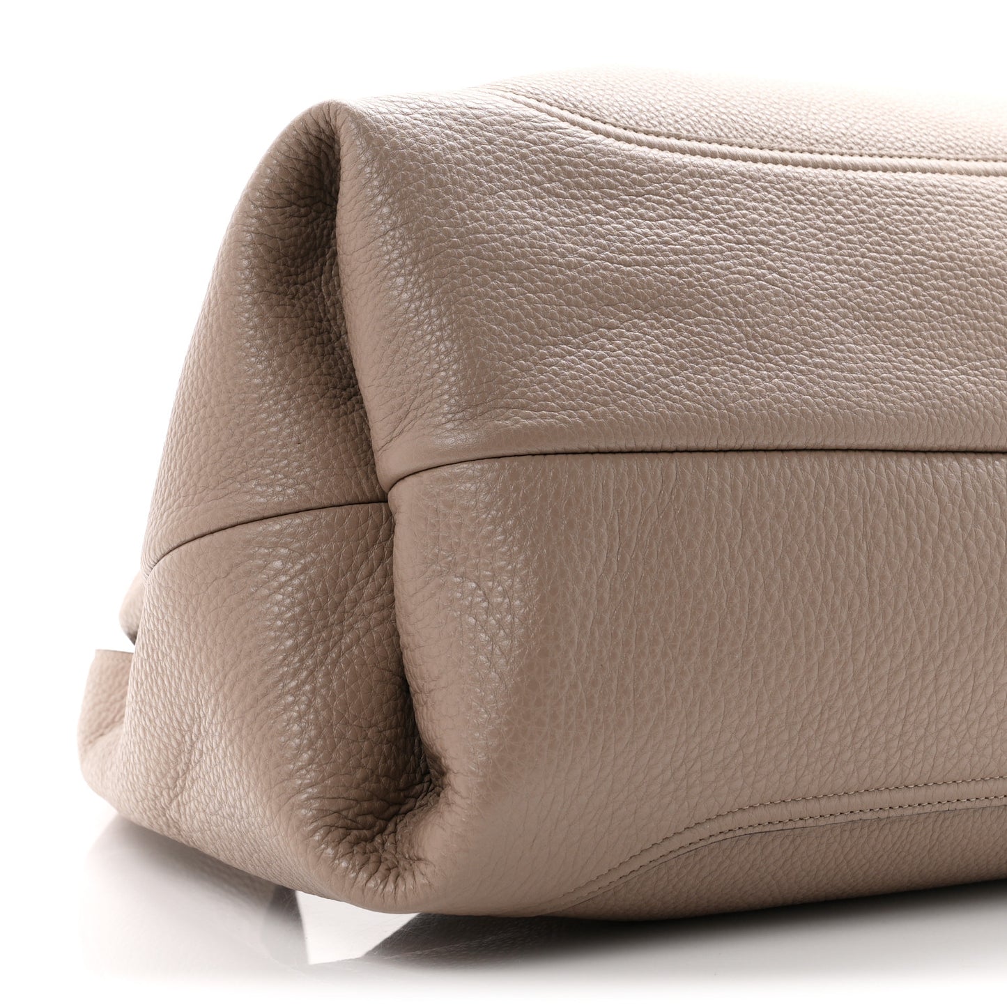 Grained Calfskin Softbit Maxi Shoulder Bag Taupe
