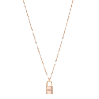 Hermes 18K Rose Gold Diamond Amulettes Cadenas Pendant Necklace 1 of 5