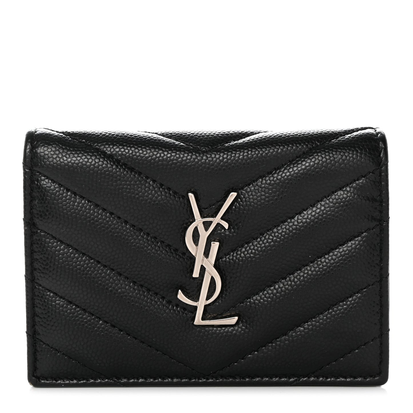 Grain De Poudre Matelasse Chevron Monogram Card Case Black