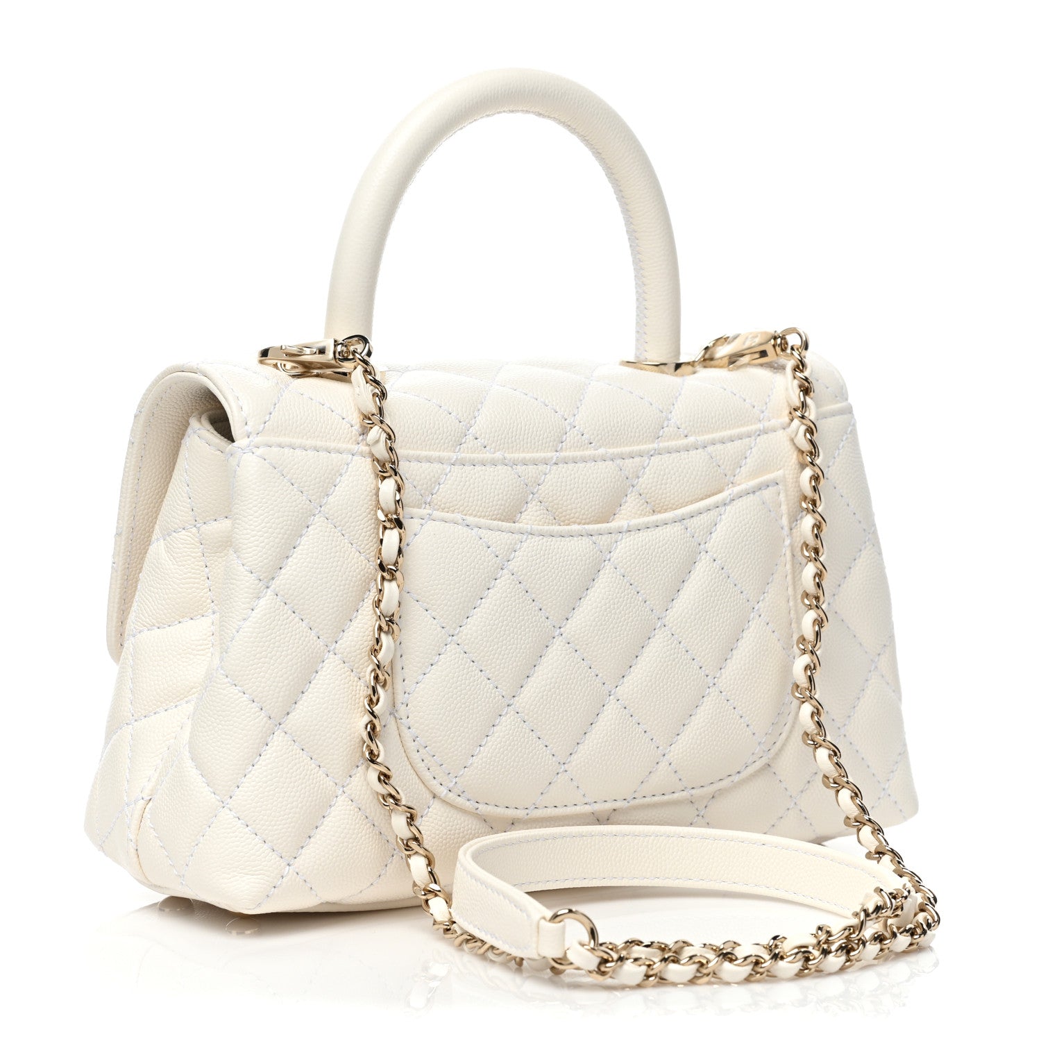 Chanel Caviar Quilted Mini Coco Handle Flap White 3 of 9