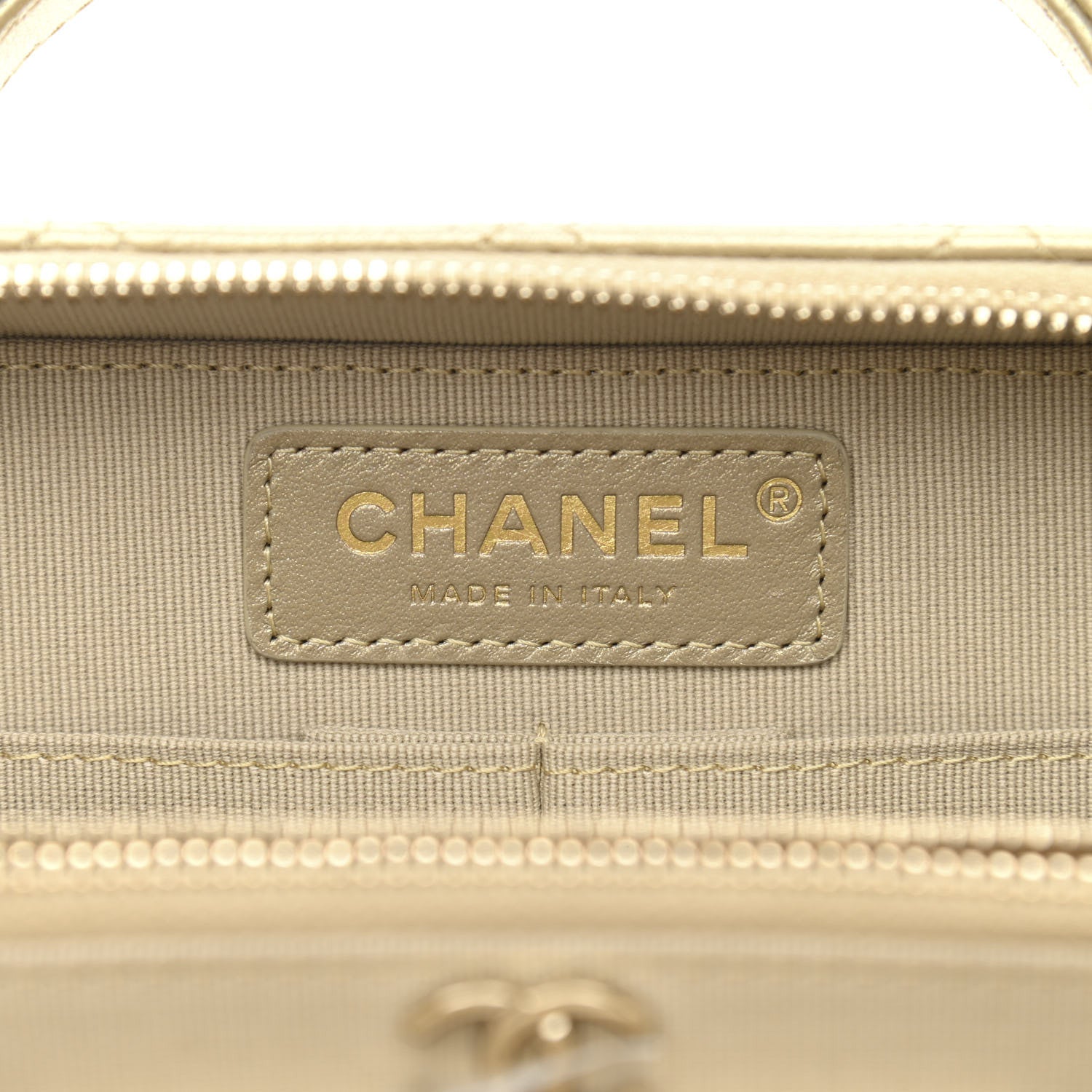 Chanel Metallic Lambskin Quilted Top Handle Vanity Case Gold 6 of 11