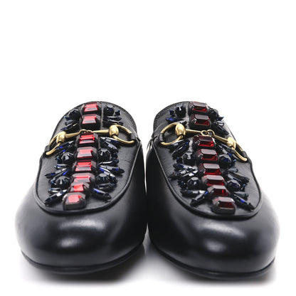 Gucci Malaga Kid Crystal Embroidered Womens Princetown Slippers 36.5 Black 3 of 9