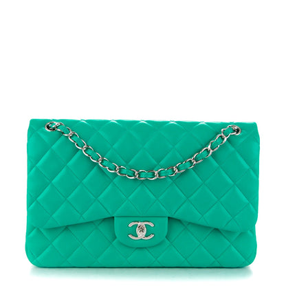 Chanel Lambskin Quilted Jumbo Double Flap Green 1 of 15