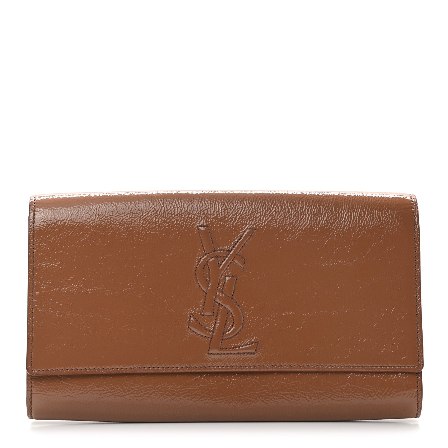 Saint Laurent Patent Calfskin Large Belle De Jour Clutch Nude 1 of 9