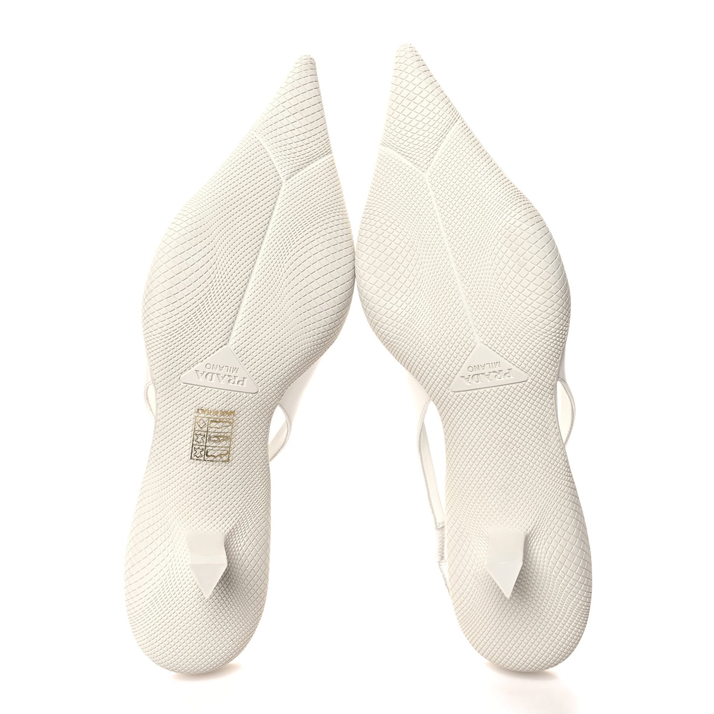 Spazzolato Triangle Logo Pointed Toe 45mm Slingback Pumps 40.5 White