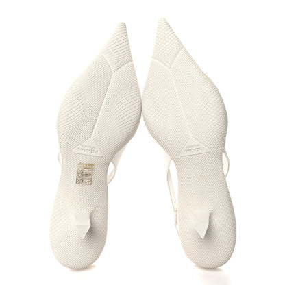 Prada Spazzolato Triangle Logo Pointed Toe 45mm Slingback Pumps 40.5 White 5 of 9