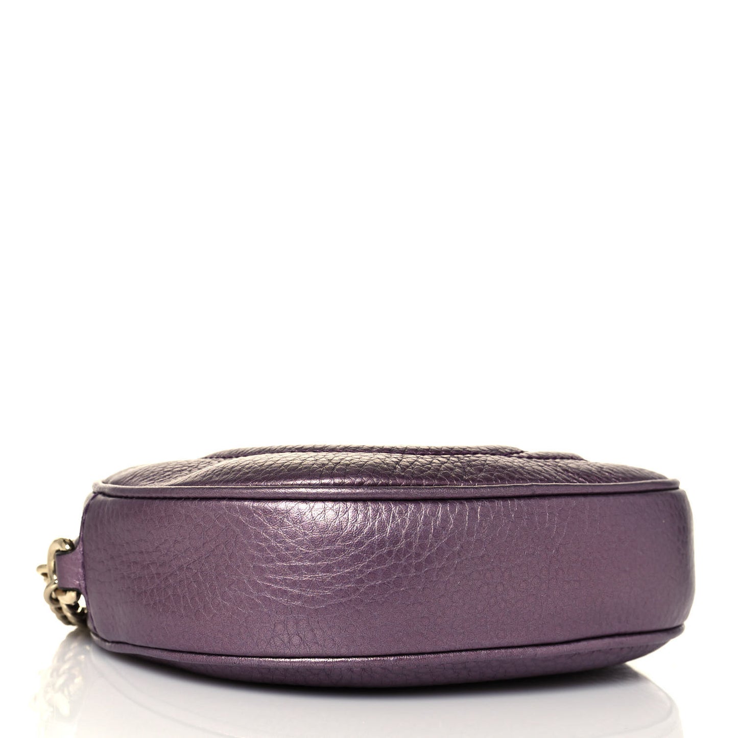 Metallic Pebbled Calfskin Mini Soho Chain Bag Purple