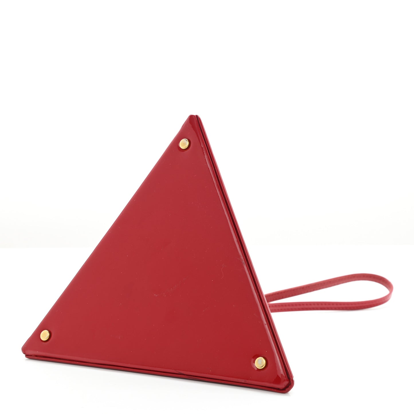 Patent Pyramid Clutch Rouge
