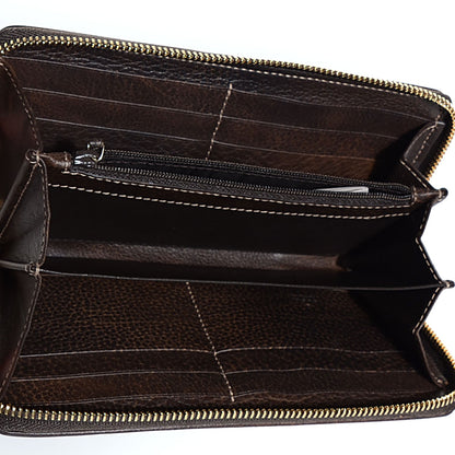 Gucci Monogram Calfskin Bamboo Tassel Zip Around Wallet Beige Ebony Chocolate 6 of 8