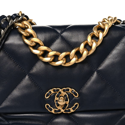 Chanel Lambskin Quilted Large Chanel 19 Flap Navy Blue 8 of 10