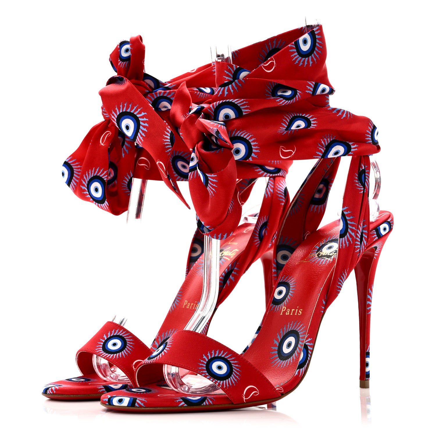 Christian Louboutin Crepe Satin Greekaba Du Desert 100 Sandal 41 Red 4 of 9
