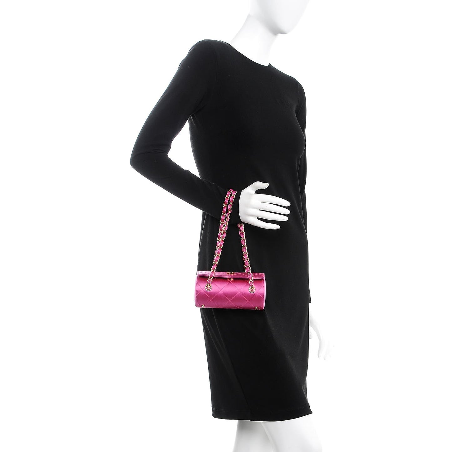 Satin Quilted Evening Bag Fuchsia