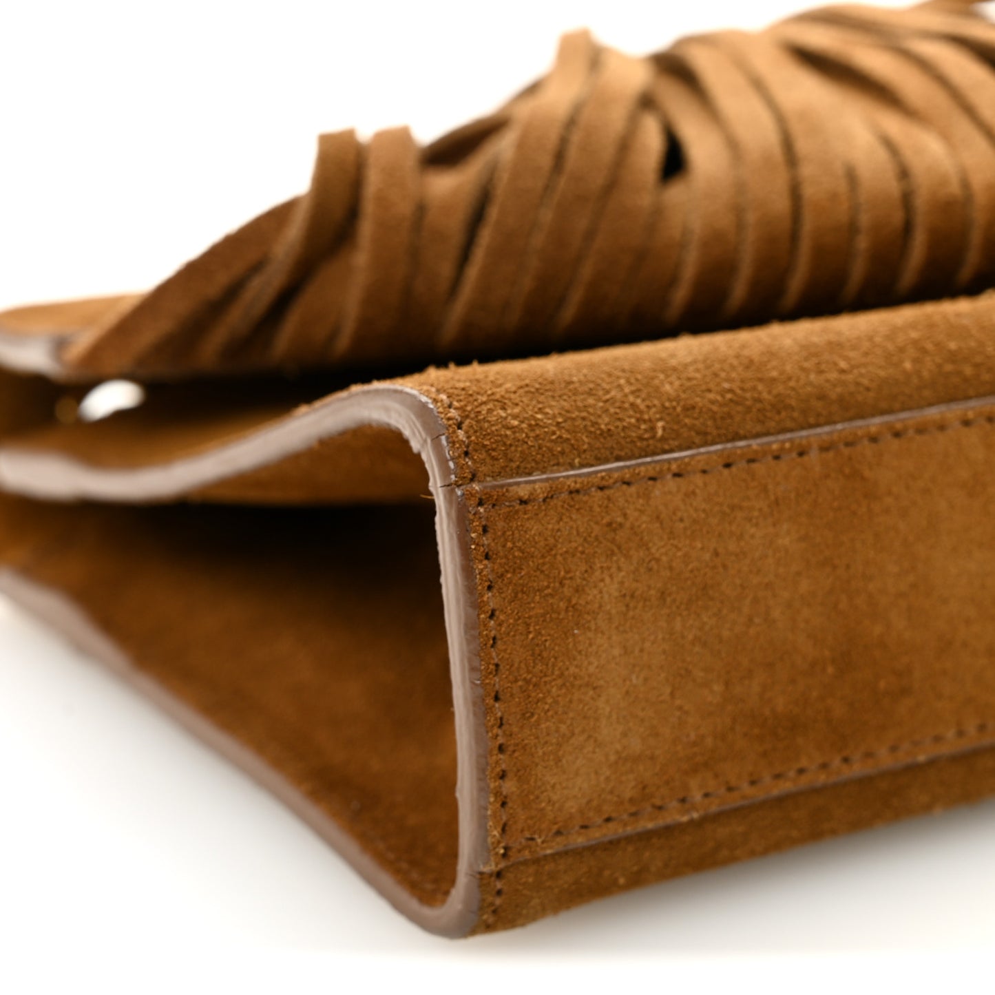 Suede Fringe Small Monogram Satchel Light Ocre
