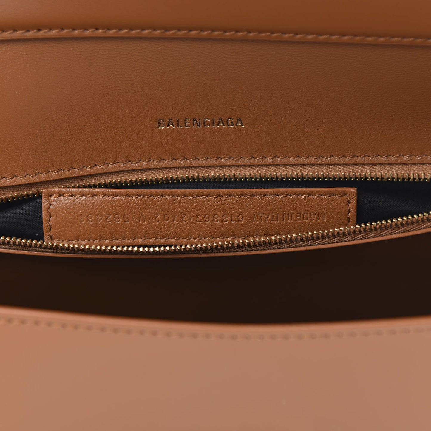 Shiny Box Calfskin Large Ghost Top Handle Bag Camel