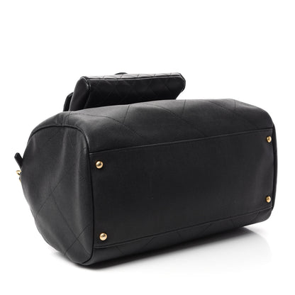 Chanel Grained Calfskin Lambskin Quilted Large Bowling Bag Black 4 of 10