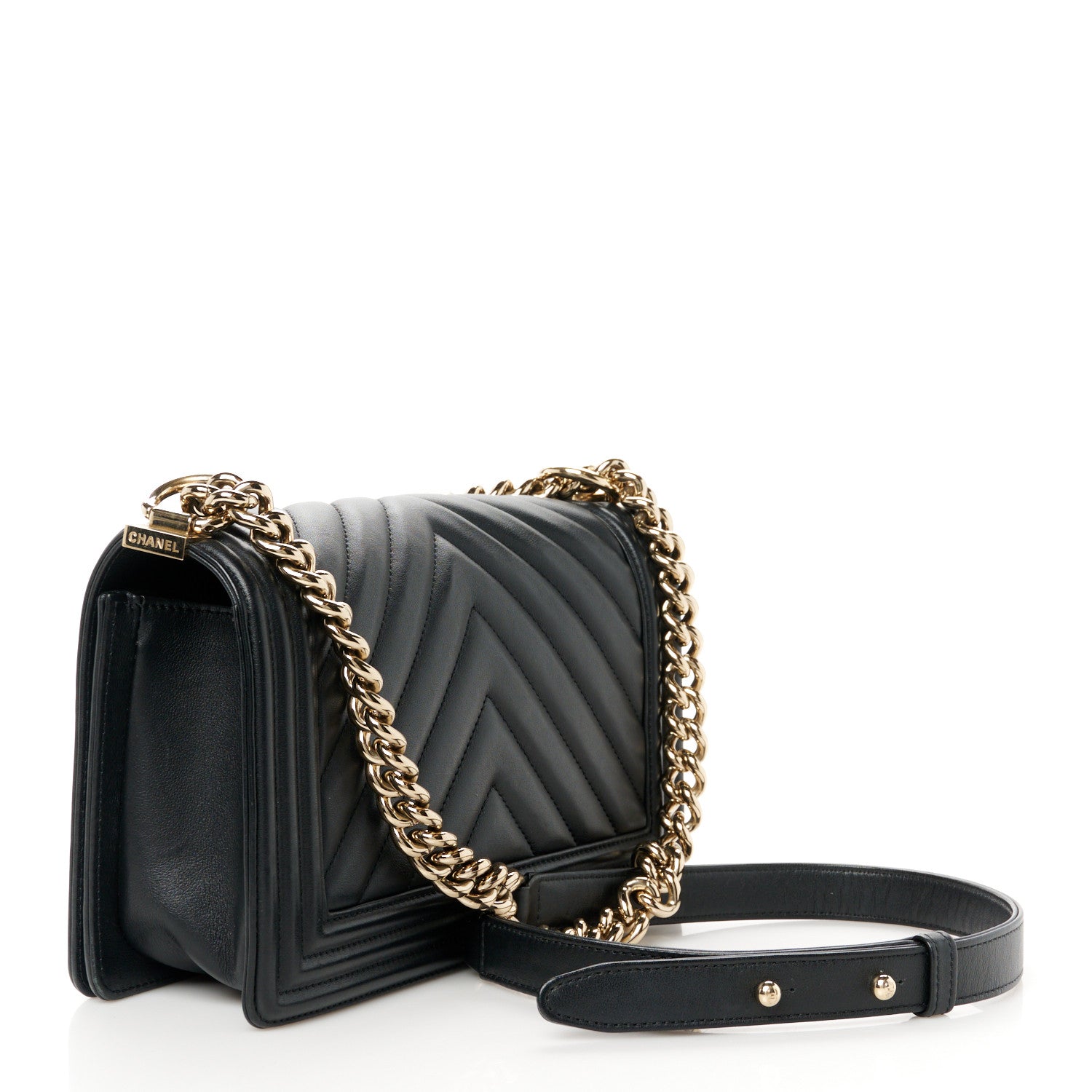 Chanel Calfskin Chevron Quilted Medium Boy Flap Black 3 of 10