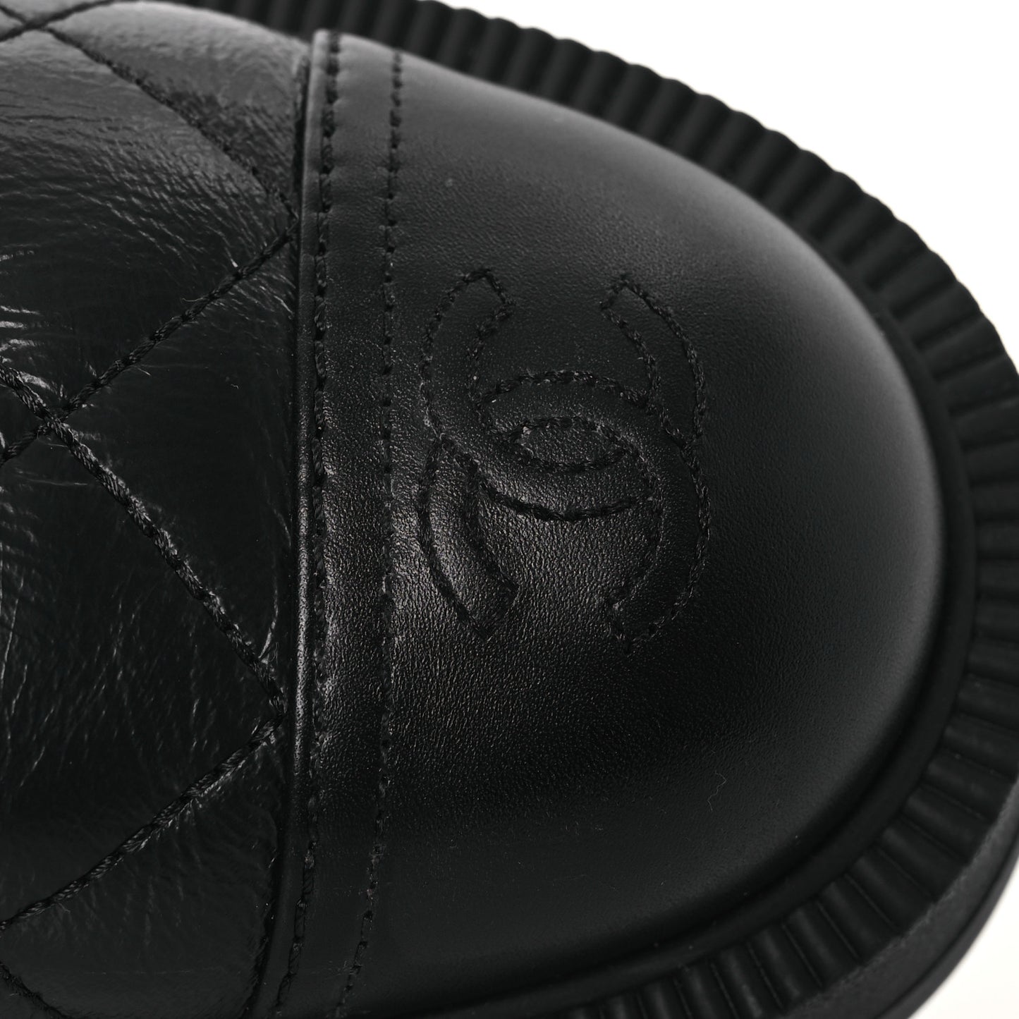 Crumpled Lambskin Quilted Platform Lace Up Combat Boots 38 Black