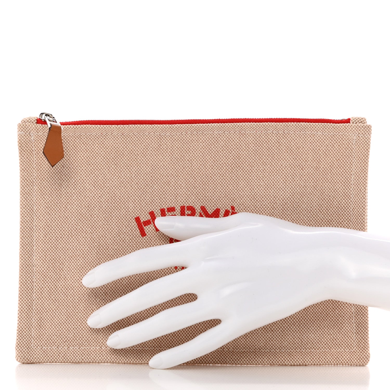 Hermes Toile Flat Yachting Pouch Rouge 2 of 6