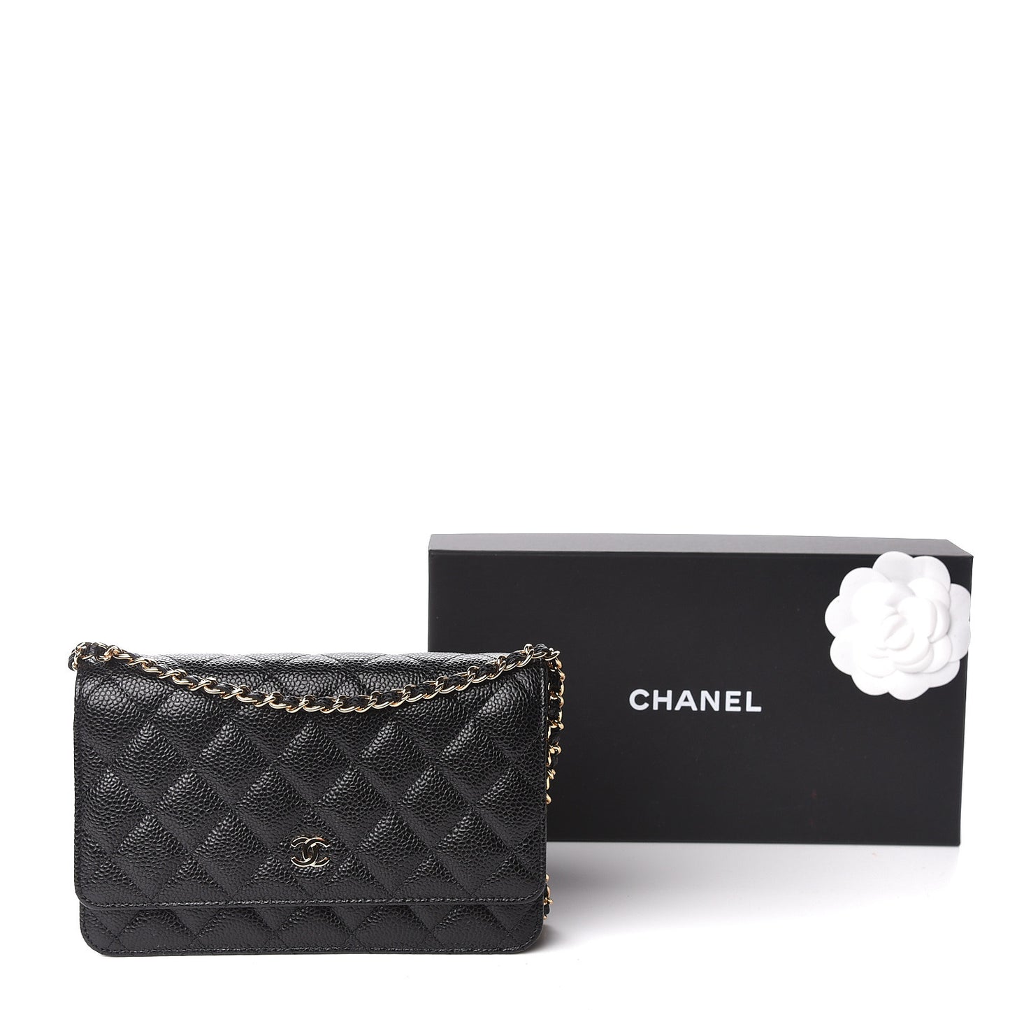Caviar Quilted Wallet On Chain WOC Black