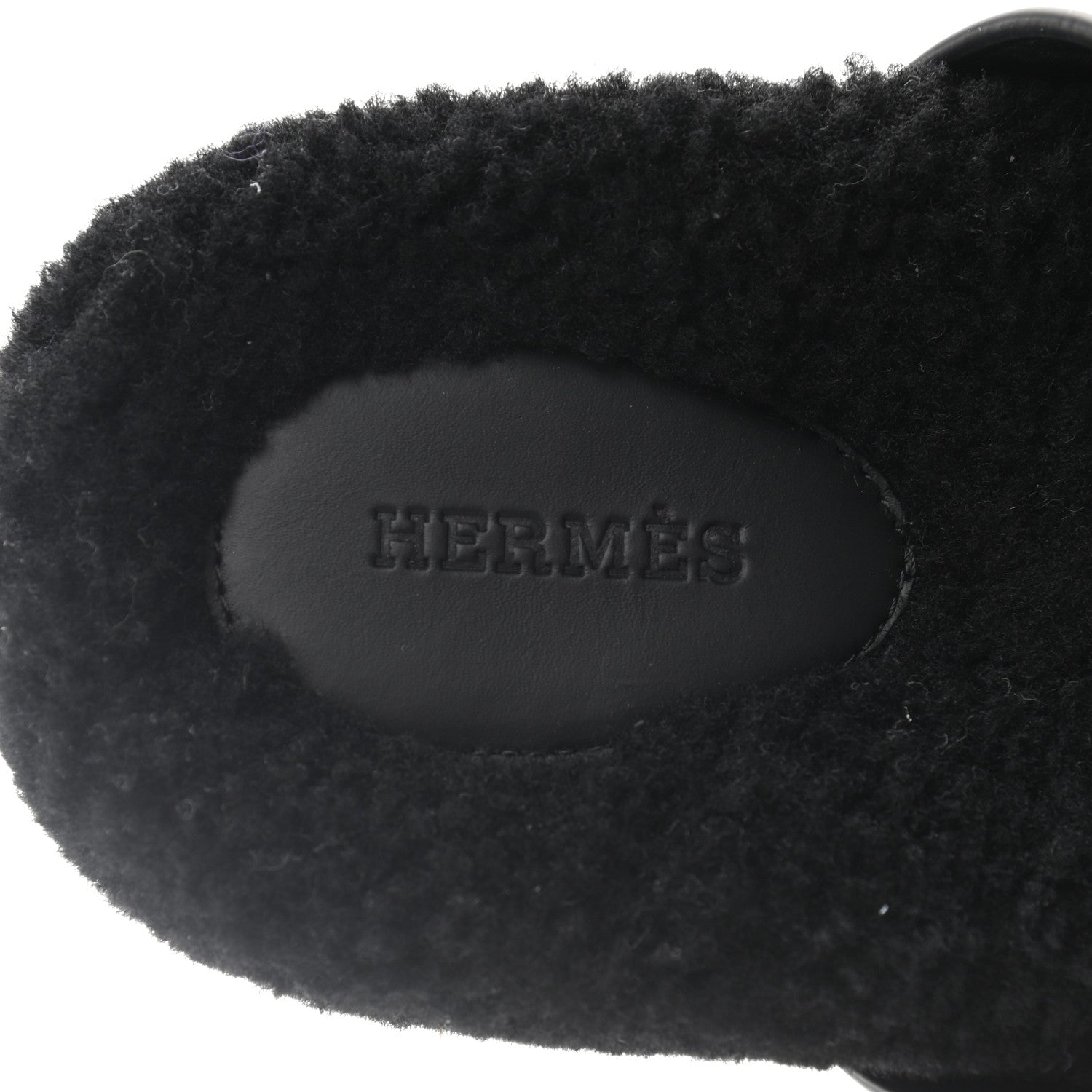 Hermes Calfskin Woolskin Womens Chypre Sandals 36.5 Black 7 of 9