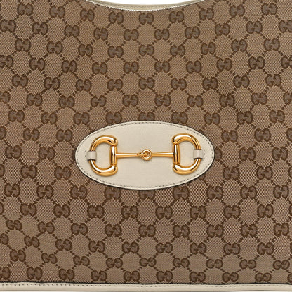 Gucci Monogram New Sakai Calfskin Lux Horsebit 1955 Tote Beige Ebony Mystic White 8 of 11
