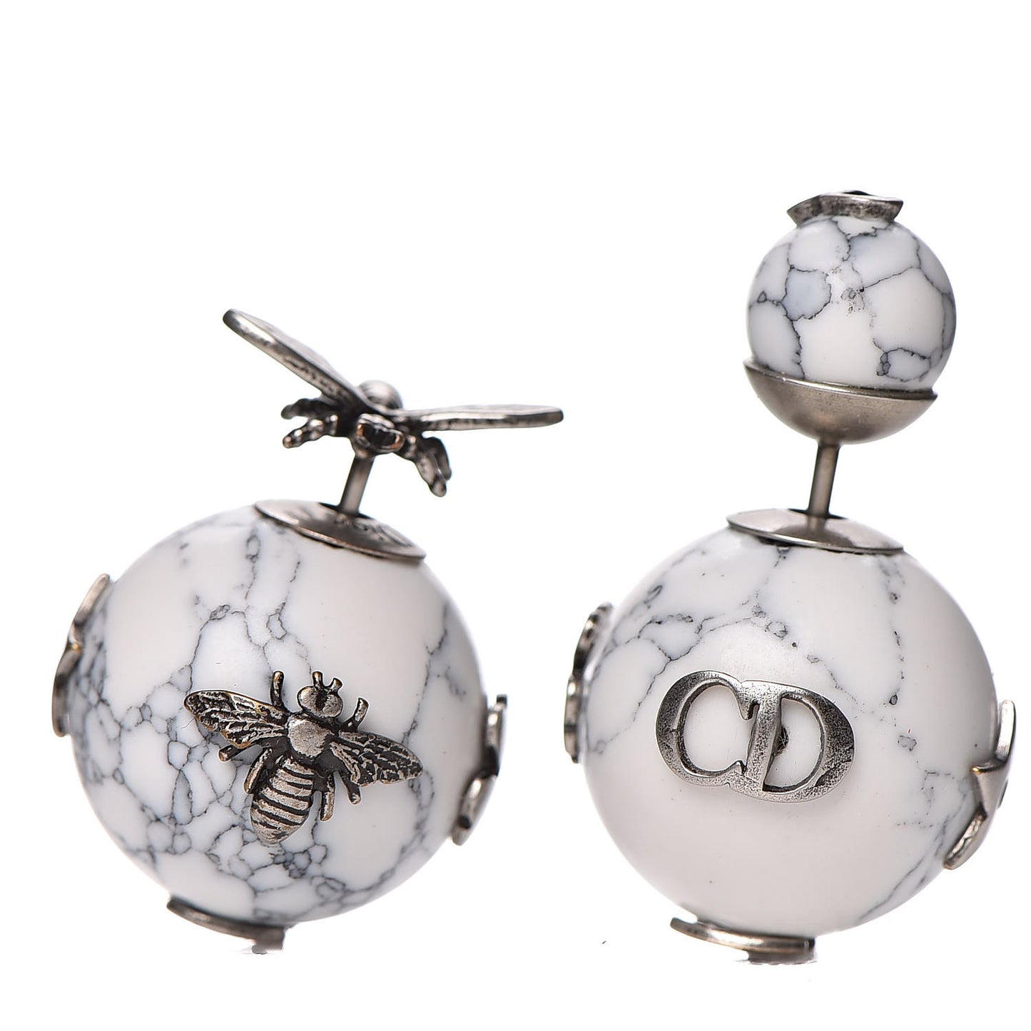 Marble Mise En Dior Tribal Bee Earrings White