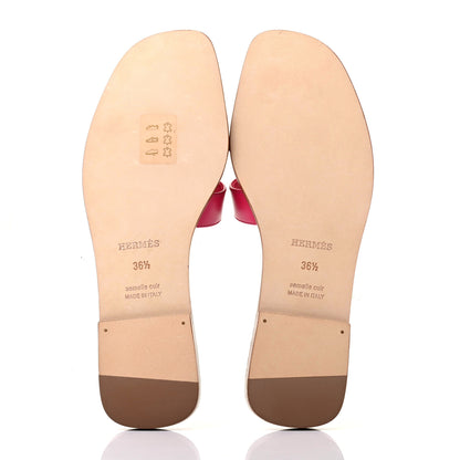 Hermes Box Calfskin Oran Sandals 36.5 Rose Sorbet 5 of 10