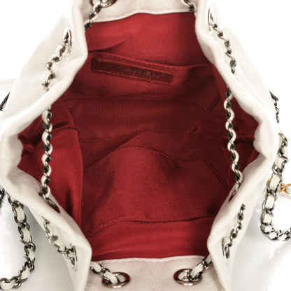 Chanel Aged Calfskin Quilted Small Gabrielle Bucket White Black 5 of 8