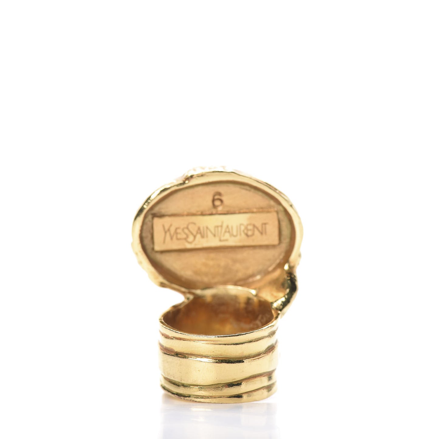 Glass Cabochon Arty Ovale Ring 6 Black Gold