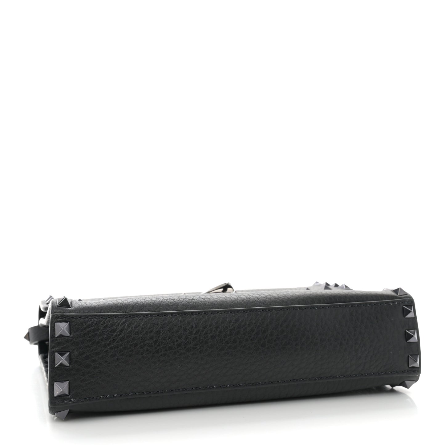 Pebbled Calfskin Monochrome Medium Rockstud Flip Lock Crossbody Bag Black