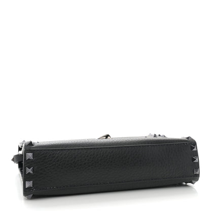 Valentino Garavani Pebbled Calfskin Monochrome Medium Rockstud Flip Lock Crossbody Bag Black 4 of 9