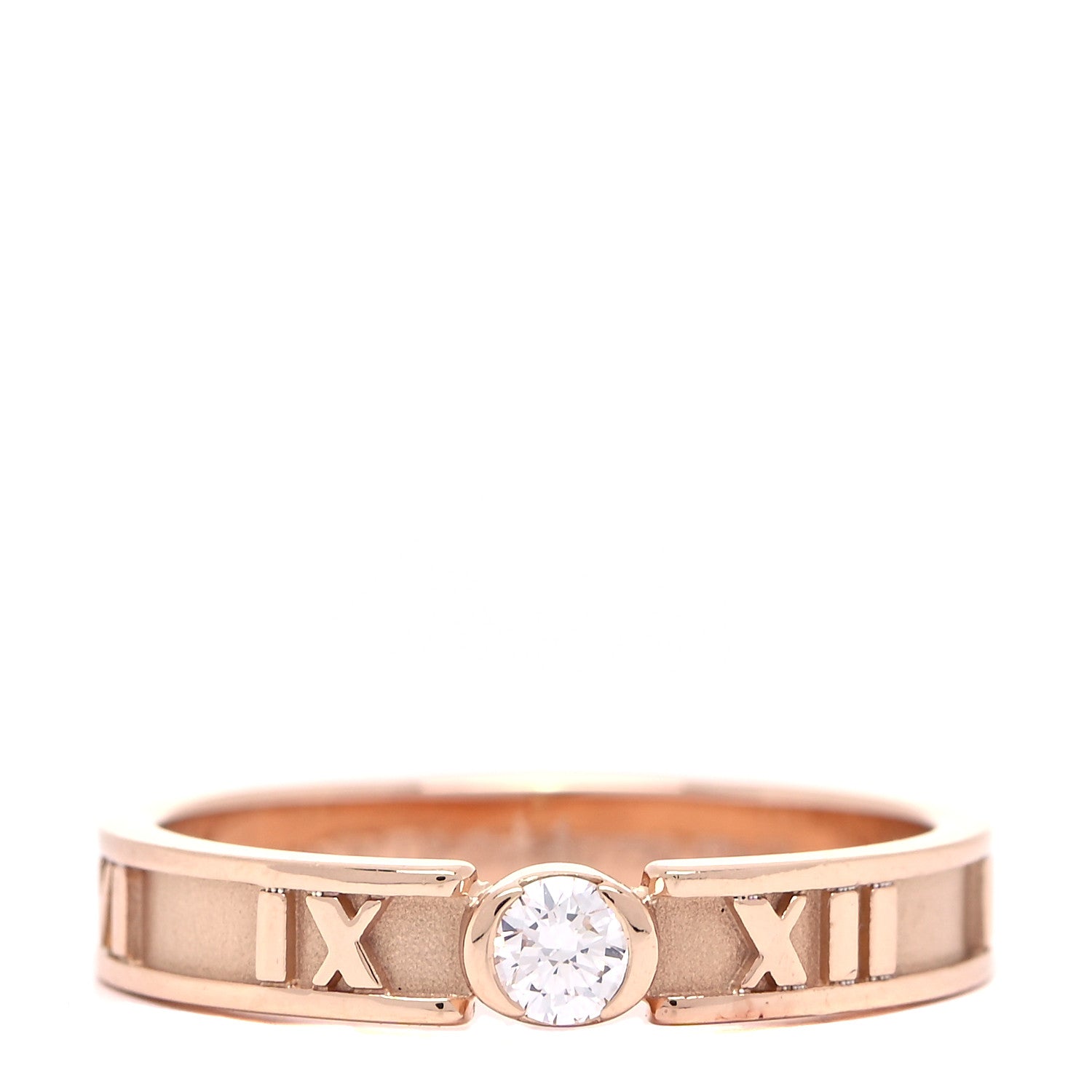 Tiffany 18K Rose Gold Diamond Narrow Atlas Closed Ring 51 5.75 1 of 4