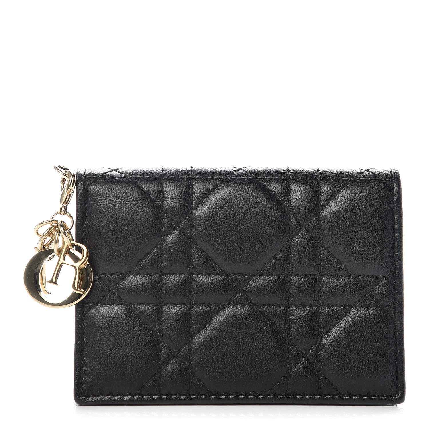 Christian Dior Lambskin Cannage Small Lady Dior Flap Card Holder Black 1 of 8