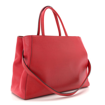 Fendi Vitello Elite Flamingo Regular 2Jours Tote Rosso Fiamma 3 of 16
