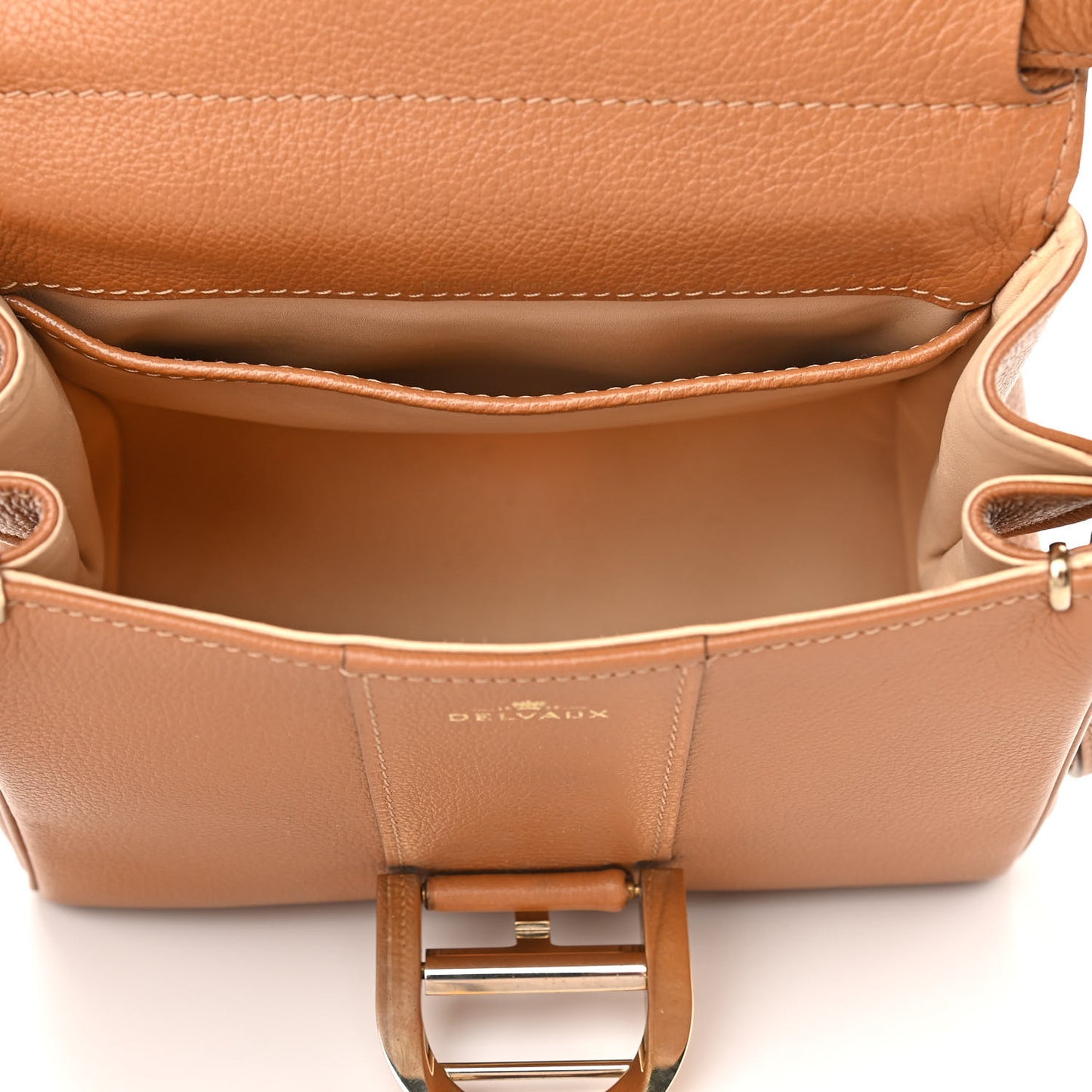 Grained Calfskin Mini Brillant Satchel Natural