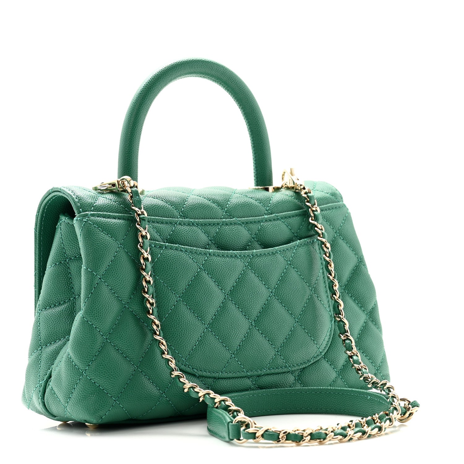 Chanel Caviar Quilted Mini Coco Handle Flap Green 3 of 10