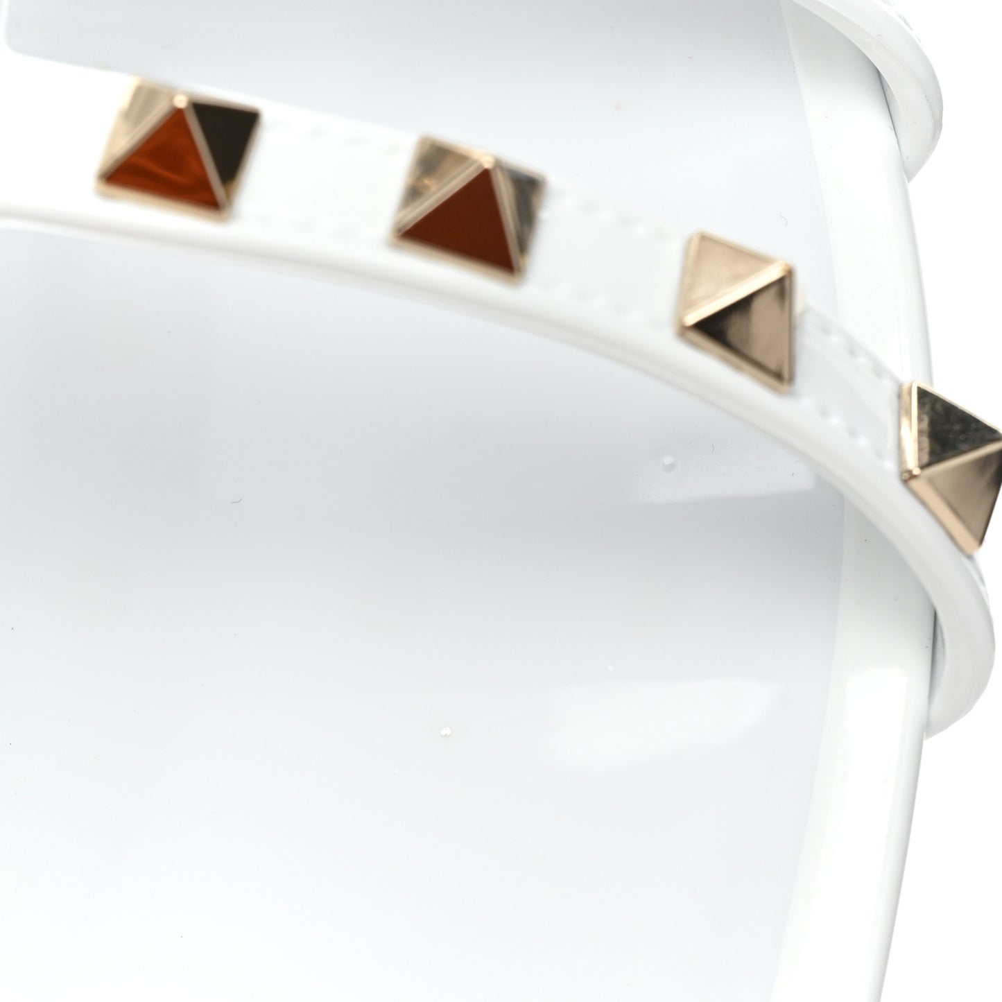 PVC Jelly Rockstud Caged Flat T-Strap Sandals 41 Optic White
